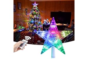 ‎JOYCABIN LED Stern Weihnachtsbaum Topper Joycabin 9,5 Zoll 24 Farben Flash Star Licht mit Fernbedienung Weihnachtsstern Lichter für Weihnachten Party Tradition Baumschmuck Urlaub drinnen draußen Dekoration
