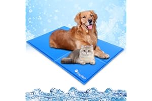 Angelpet Tappetino Refrigerante per Cani e Gatti, XL 120x80cm – Gel Auto-Rinfrescante Atossico, Tappeto Rinfrescante Impermeabile e Duraturo , Ideale per Cani e Gatti nella Calda Estate(Blu)