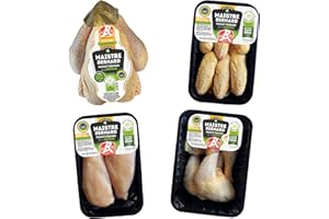 Royal Bernard - Assortiment Label Rouge - Colis de Viande de Poulet Fermier - 4 Produits Régionaux IGP de la Drôme - 1 Poulet Entier + 4 Cuisses + 2 Filets + 6 Ailes de poulet