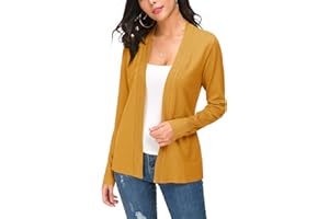 EXCHIC Devant Ouvert Manches Tricoté Léger à Manches Longues Cardigan pour Femme