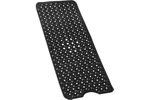 KARIDS Bathtub Mat Non Slip – 100 x 40 CM Non Slip Bath Mat – Easy Clean Non Slip Shower Mats – Sturdy Suction Cup Attaching – Comfortable for Feet – Draining Holes – Modern Design (Black)