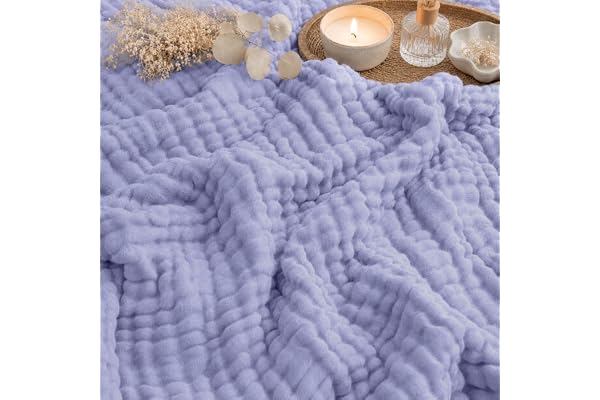 MeYuxg Muslinfilt 150 x 200 cm, muslinfilt för vuxna, 100 % bomull överkast, muslintäcke för säng & soffa, året runt-täcke