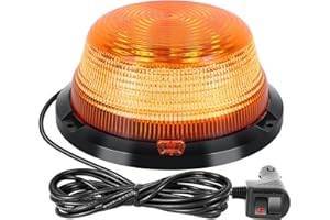 Willpower Gyrophare LED 16CM 12V 24V Orange Phare D'avertissement Clignotant Magnétique Lumière Stroboscopique D'urgence pour Golf UTV Car Bus Vehicule Tracteur avec 3m Câble Prise Allume-Cigare