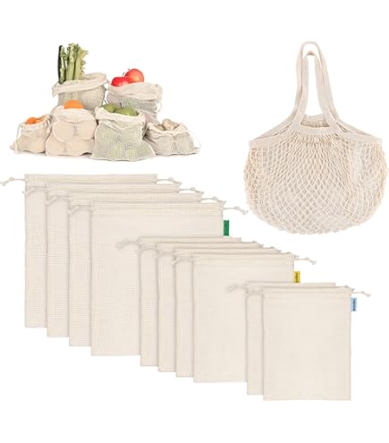 Kit De 9 Sacs En Coton BIO Réutilisables