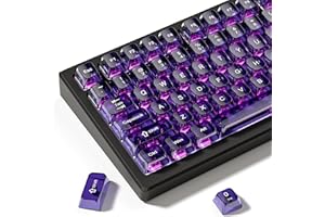 dagaladoo Purple Clear Keycaps, Transparent Keycaps, 60 75 100% Jelly Keycaps Set, Glossy Keycaps, MDA Profile Keycap for MX Switches, Mechanical Keyboard (115