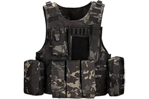 HUNTVP Chaleco Táctico Militar al Aire Libre Ajustable para Caza Airsoft Paintball CS Excursión Senderismo