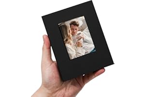 Remowith Album Photo 100 Pochettes 10x15 cm en Toile avec Fenêtre – Petit Carnet Photo – Noir