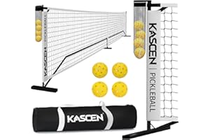 KASCEN Portable Pickleball Net for Driveway - 22FT Pickleball Nets Outdoor Regulation Size Pickleball Net with Exclusive Ball Holder, 4 Pickleballs, Carry Bag for Backyard Indoor