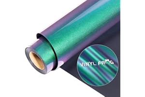 VINYL FROG Chameleon Heat Transfer Vinyl Purple to Green Gradual HTV Vinyl Roll 30.5x100cm Heat Press Gradient Change Color Iron on Vinyl for T-Shirts