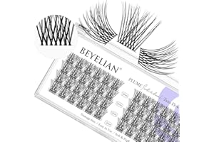 BEYELIAN DIY Eyelash Extension,Cluster Individual False Eyelashes Extension Natural Look Reusable Glue Bonded Super Thin Clear Band 48 Lash Clusters 12mm