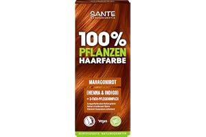 SANTE Naturkosmetik växthårfärg – mahognyröd – 100 g – naturlig färg med ekologisk henna och indigo – hårfärg utan ammoniak o