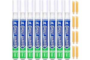 DRTRU 8 Pcs Tiles Grout Pen, Tile Grout Pen White Wall Repair Pens, Tile Grout Reviver Pens for Tile Grout Wall Floor Bathrooms and Kitchen Restoring Grout Joints