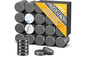 FINDMAG 50 Pack Fridge Magnets, Ceramic Magnets for Crafts, Disc Magnet with Adhesive Backing, Whiteboard Magnet for Fridge Wall Glass Wood Paper Tools Lockers Doors Windows DIY - 18 mm x 5 mm