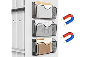 EKNITEY Lot de 3 porte-documents magnétiques – Organiseur de fichiers magnétique sans perçage pour magazines et papiers à suspendre pour bureau et maison