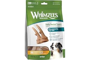 WHIMZEES by Wellness Antler, friandise Dentaire occupante en Forme de Bois de cerf avec Effets calmants pour Chiens Moyennes (12-18kg), entièrement Naturelle, sans céréales, 12 pièces
