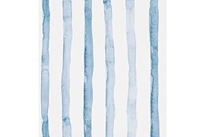 FENTIS Azul Efecto Rayas Anchas Papel Pintado Autoadhesivo Blanco Pelar y Pegar Papel de Contacto Plástico Autoadhesivo Vinilo Adhesivo Mural Rollos para Cocina Armario Encimera Lavable 44.5x1000cm