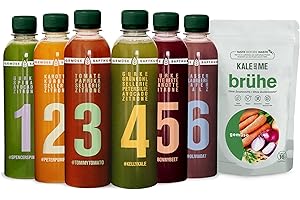 ‎KALE&ME Kale and Me 3 Tage Gemüse Saftkur inkl. Gemüsebrühe (100g), 18 Flaschen à 320 ml ohne Zusatzstoffe in 6 Geschmacksrichtungen, Preis inkl. 4,50 € Pfand