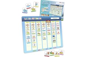 LIKARTO Calendario settimanale per bambini - Lavagna magnetica da parete Montessori con 198 magneti e cordoncino - completamente scrivibile e cancellabile - Promuovere l'indipendenza