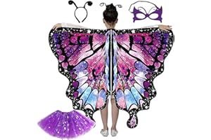 YIZHIXIANGQ Alas Mariposa Niño, 4pcs Disfraz Mariposa Niño, Capa Mariposa Niña, Disfraz Alas Mariposa Niños, Capa de Alas de Mariposa, Adecuado para Niñas en Carnaval, Fiesta de Juegos de Rol