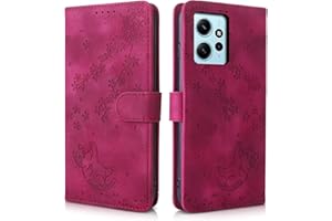 CXTCASE Funda para Xiaomi Redmi Note 12 4G, Funda Tapa Libro Movil Carcasa PU Cuero Flip Caso Cubierta Case Funda con Soporte y Ranuras para Tarjetas para Xiaomi Redmi Note 12 4G, Rosa Roja