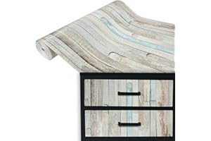 DecoMeister Vinilo Adhesivo para Muebles Imitacion de Madera Motivo Rio Océano Papel Autoadhesivo Lámina para Pared Cocina Puertas En Rollo para Forrar Aspecto Madera 45 x 100 cm por Metros