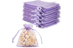 CHICQUENCH 50PCS Sachet Organza,8×10cm/3.14×3.93inch Pochette Bijoux,Sachet Lavande Vide,Tulle Dragées,Sachet Dragees,Sachet Lavande,Sachet Lavande Vide,Sachet Pour Lavande Vide,Sachets En Organza Cadeau