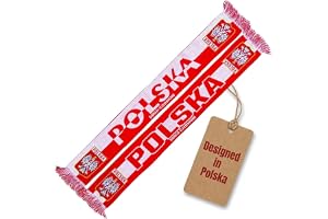 Generisk Polen halsduk (Polska stickad halsduk) – fanartikel för fotbollsälskare – 100 % polyakryl, rödvit, 145 x 18 cm