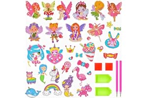 BOUTIKS 32 Pezzi 5D Diamond Painting Adesivi Kit Bambini DIY Fata Principessa Pittura Diamante Arte Mosaico Adesivi