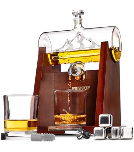 Whiskey Glazen Whisky Karaf Set, Whiskey Sets met Whiskykaraf Stop en Whiskyglazen van 4 in
