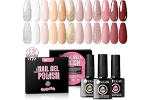 ‎UR SUGAR UR SUGAR UV Nagellack Nudefarben, 12 Farben UV Gel Nagellack Nudefarben Rose Schellack Nagellack Gold Glitzer Set für Nagelstudio Design Nagel Gelnägel Set mit Geschenkbox Maniküre Set