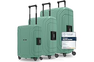 REDOLZ Essentials 15 articles de base, Vert d'eau, Kofferset (3-teilig), Valise rigide avec roulettes pivotantes