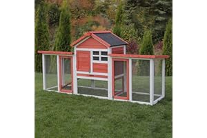 MY ANIMAL Miweba MyAnimal Hasenstall MH-31 | 188x62x95 cm - Clapier pour Lapins avec enclos extérieur - Maison à Deux étages - Cage à Lapins - Imprégné - Résistant à l'hiver (Rouge/Blanc)