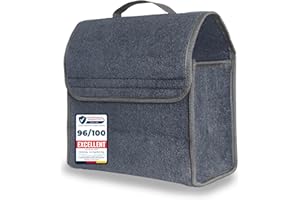 LIONSTRONG® Sac de Coffre de Voiture [FEUTRE DE HAUTE QUALITÉ] – Pliable – Avec Bandes Velcro pour Fixation Antidérapante – Sac à Outils – Accessoires de Voiture – Universel Convient à les Voitures