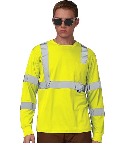 Reflective Work Shirts VENDACE ANSI Class 3 Hi Vis Long Sleeve Shirts ...