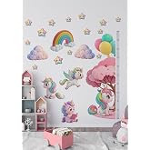 Unicorn Temalı Boy &Ouml;l&ccedil;erli Duvar Sticker Seti - &Ccedil;ocuk Odası Duvar Dekoru, Mat PVC, S&ouml;k&uuml;lebilir, Boy &Ouml;l&ccedil;er