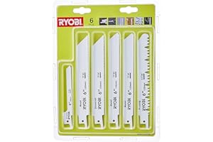 Ryobi Wymienne Brzeszczoty, 6 szt, RAK06RB do Piły Szablastej, Pasuje do Modeli Ryobi RRS1200, RRS1801M, R18RS-0, R18RS7-0 oraz Podobnych