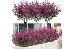 NANQWIN Artificial Flowers,12 Bundles Artificial Shrubs Bushes,Fake Flowers UV Faux Plants,Faux Plants Outdoor - Artificial Outdoor Plants and Flowers for Home Garden Wedding (fuchsia)