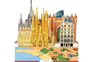 papercrush® Carte Pop-Up Barcelone - Carte anniversaire 3D, Bon cadeau de voeux pour billets d'avion, Cadeau couple pour voyage surprise en Espagne pour anniversaire mariage pour elle (femme, copine)