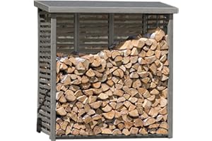 ‎GARTENPIRAT Gartenpirat Holzunterstand für Kaminholz aussen mit Rückwand – Kaminholzregal für 2 m³ Holz – 208 x 200 x 75 cm