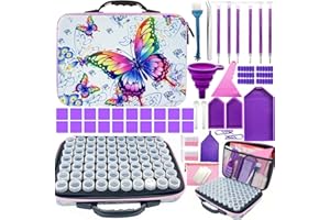 NINGESHOP Boite Diamond Painting Rangement, Diamond Painting Accessoires Boite, 70 Emplacements Malette de Rangement Peinture Diamants avec Entonnoir, Broderie Diamant Accessoires, Peinture Diamant
