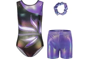 Cucudy Gymnastics Leotards for Girls Dancewear - Sleeveless Gradient Color Diamond Leotard Dancing Ballet Gymnastics Athletic Leotard for 5-2 Years Girls