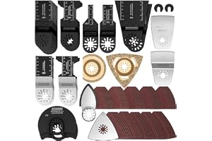EffektWerk - 105 pcs Multitool Saw Blades and Sanding Kit - Oscillating Tool Attachments for Wood, Plastic, Metal - Adapters