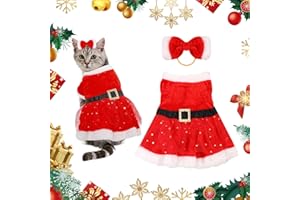 PWSAP Costumes Noël pour Animaux de Compagnie, Robe Noël Chien de Chat, Jupe en Velours Chat Vetement Chien Noel pour Chiot Chaton Chats Petits Chiens Animaux, Fête de Cosplay de Christmas et Nouvel an, S