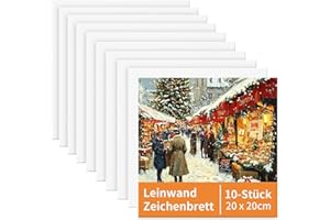 Ciusdkler Leinwand Zum Bemalen, 20x20cm Leinwand Set, 10 Stück Vorgespannte Weiße Leinwand, Leere Leinwand für Acryl, Öl und Aquarellfarben