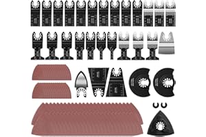 C P CHANTPOWER 112Pcs Oscillating Multi Tool Blades, Quick Release Oscillating Saw Blades with Sandpapers, Universal Oscillating Multitool Accessories Fit for Ryobi, Bosch, Dremel, Dewalt, Makita