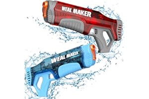 ARTCOOL 2Pack Elektrische Wasserpistole für Erwachsene,Schnelles Auto Saug mit 330+ Kontinuierlicher Wasserpistole bis zu 8-10Meter,Leistungsstarke Wasserpistolen für Erwachsene/Kinder（Rot+Blau）