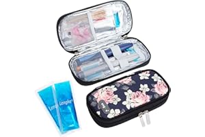 SUNMON Monjaro Travel Case, Compact Insulin Pen Cooler Travel Case with 2 Reusable Ice Packs Medicine Cool Bag, TSA Approved Medication Cooler for Travel (Flower)