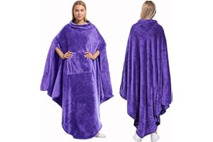 Catalonia Classy Poncho da Coperta Portatile in Pile per Donne Adulte, Coperta Grande, Morbida, Calda, Accogliente e Soffice Senza Maniche, Mantello Avvolgente con Tasca, Regalo Comfort, Viola