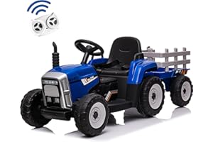 BC BABY COCHES BABYCOCHES - Tractor eléctrico para niños con Batería 12V / Coches eléctricos para niños con Mando Control Remoto, Equipo de Sonido Mediante Bluetooth, Tractor con Remolque Desmontable para niños.