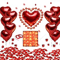 Kit Decorazione San Valentino – 1000 Petali Rosa, 10 Palloncini Cuore, Ghirlande, Runner E Banner “I Love You” - 5
